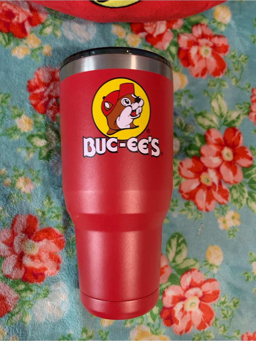 Buc-ees Red Insulated 30 Oz Tumbler & Large Buc-ee Squishmallow Pillow - Picture 2 of 9